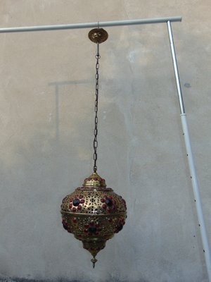 Vintage Brass Lantern Lamp, 1970s-CAQ-1334907