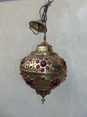 Vintage Brass Lantern Lamp, 1970s-CAQ-1334907