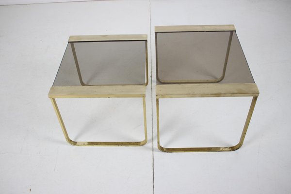 Vintage Brass Nesting Table Set, 1970s-TZ-938755