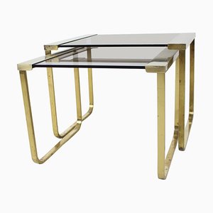 Vintage Brass Nesting Table Set, 1970s-TZ-938755