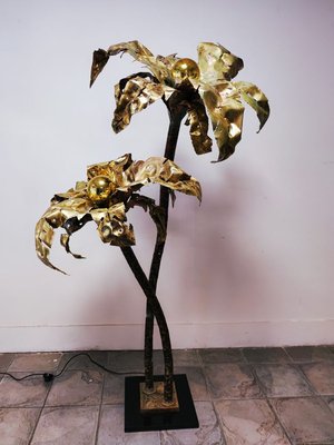 Vintage Brass Palm Lamp-QLH-828180