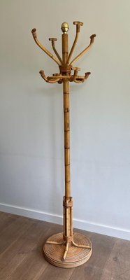 Vintage Brass & Rattan Coat Rack, 1970s-BA-1672926