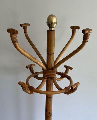 Vintage Brass & Rattan Coat Rack, 1970s-BA-1672926