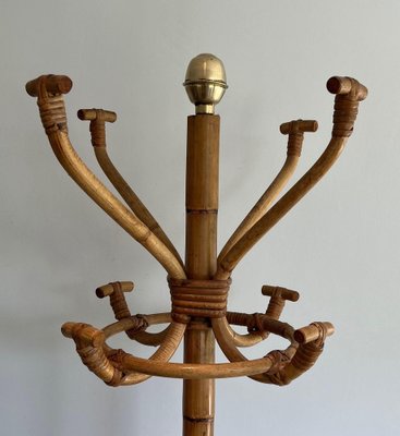 Vintage Brass & Rattan Coat Rack, 1970s-BA-1672926