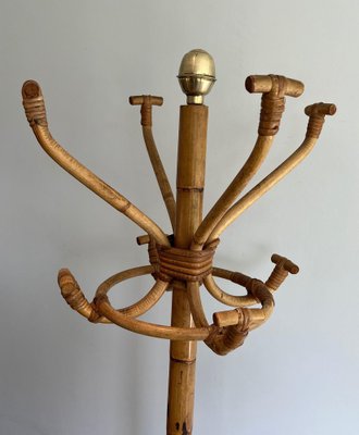 Vintage Brass & Rattan Coat Rack, 1970s-BA-1672926