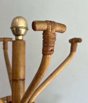 Vintage Brass & Rattan Coat Rack, 1970s-BA-1672926