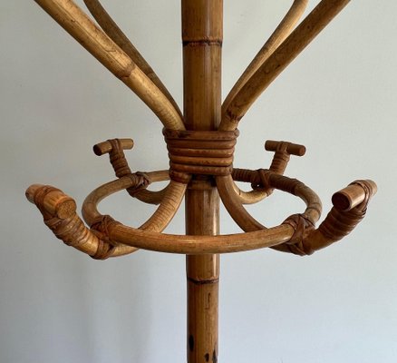 Vintage Brass & Rattan Coat Rack, 1970s-BA-1672926