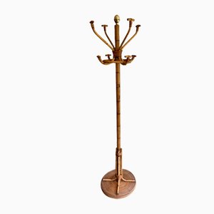 Vintage Brass & Rattan Coat Rack, 1970s-BA-1672926