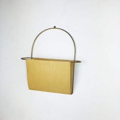 Vintage Brass Wall Hanging Magazine Holder, Austria, 1950s-QZ-1147727