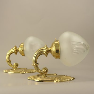 Vintage Brass Wall Lamps, Austria, 1920s, Set of 2-KDB-1777143