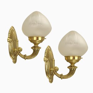 Vintage Brass Wall Lamps, Austria, 1920s, Set of 2-KDB-1777143