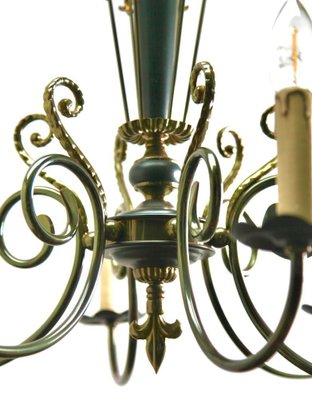 Vintage Brass & Wood Chandelier, Belgium, 1950s-MJY-1239926