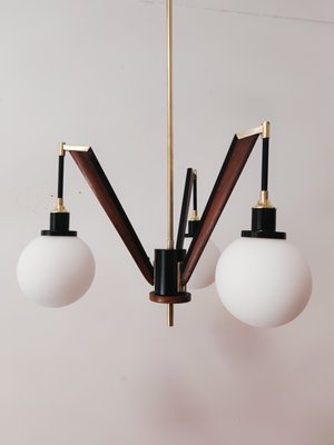 Vintage Brass & Wooden Ceiling Lamp from Stilnovo-QLH-883404