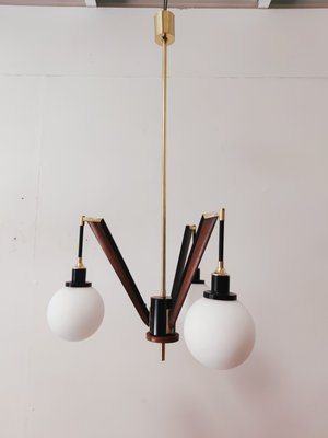 Vintage Brass & Wooden Ceiling Lamp from Stilnovo-QLH-883404