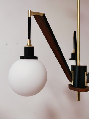 Vintage Brass & Wooden Ceiling Lamp from Stilnovo-QLH-883404