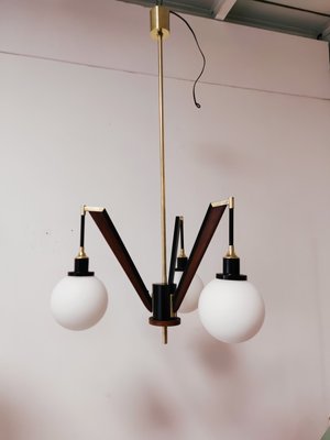 Vintage Brass & Wooden Ceiling Lamp from Stilnovo-QLH-883404