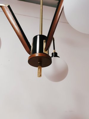 Vintage Brass & Wooden Ceiling Lamp from Stilnovo-QLH-883404