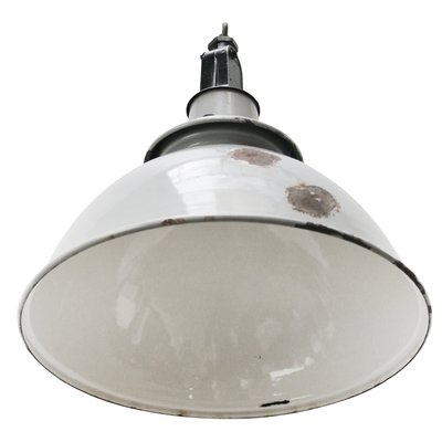 Vintage British Industrial Gray Enamel Pendant Light from Benjamin Electric Manufacturing Company-BLS-1050147