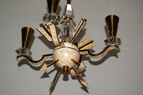 Vintage Bronze and Crystal Chandelier from DLG Gilbert Poillerat, 1940s-AWH-583806