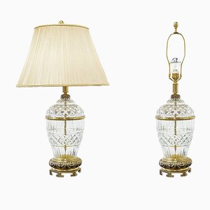 Vintage Bronze and Cut Glass Table Lamps, 1980s, Set of 2-UJE-778982