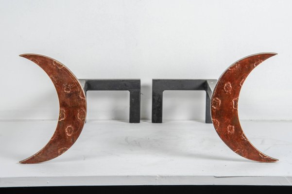 Vintage Bronze Andirons by Enzo Missoni, Set of 2-VRR-302485