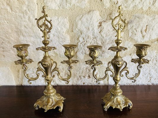 Vintage Bronze Candelabras, Set of 2-OJT-1705137