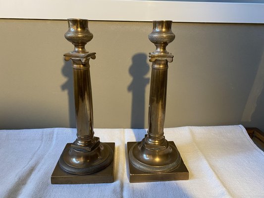 Vintage Bronze Candle Holders, Set of 2-TEP-1288705