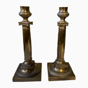 Vintage Bronze Candle Holders, Set of 2-TEP-1288705