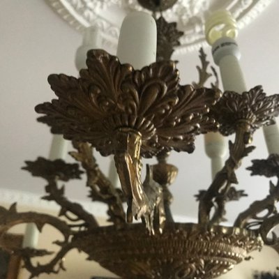 Vintage Bronze Chandelier, 1950s-WQQ-1299597