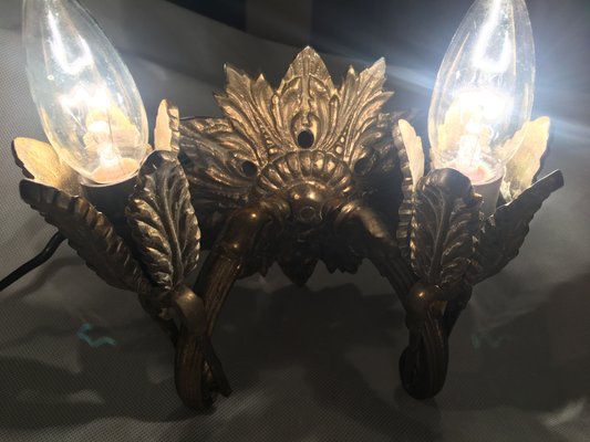 Vintage Bronze Wall Lamp, 1920s-WQQ-1009538