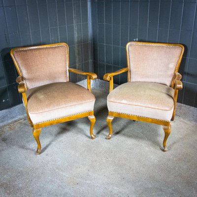 Vintage Brown Armchairs, 1950s, Set of 2-IA-723439