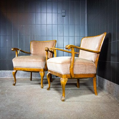 Vintage Brown Armchairs, 1950s, Set of 2-IA-723439