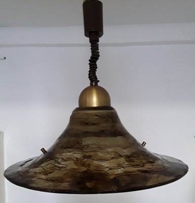 Vintage Brown & Brass Metal Ceiling Lamp from Hustadt Leuchten, 1980s-HOI-904593