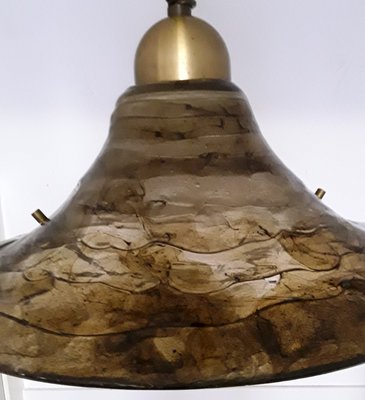 Vintage Brown & Brass Metal Ceiling Lamp from Hustadt Leuchten, 1980s-HOI-904593