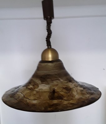 Vintage Brown & Brass Metal Ceiling Lamp from Hustadt Leuchten, 1980s-HOI-904593