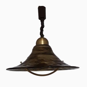 Vintage Brown & Brass Metal Ceiling Lamp from Hustadt Leuchten, 1980s-HOI-904593