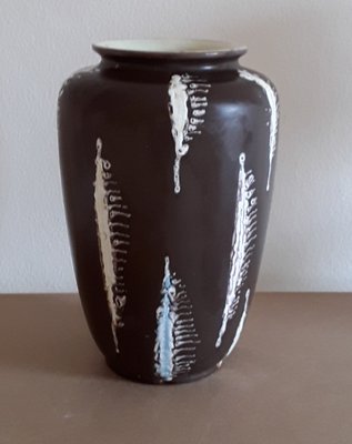 Vintage Brown Ceramic Vase, 1970s-HOI-1358223