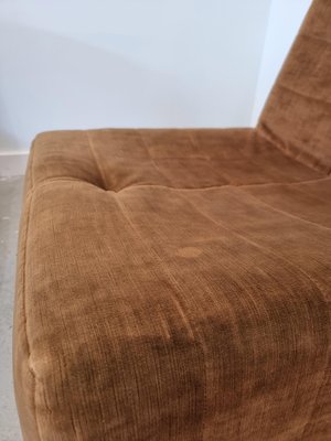 Vintage Brown Fabric One Seat Sofa Lounge Chairs, 1970s, Set of 2-GNW-1244848