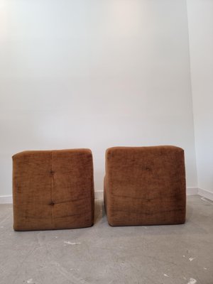 Vintage Brown Fabric One Seat Sofa Lounge Chairs, 1970s, Set of 2-GNW-1244848