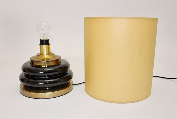 Vintage Brown Glass Table Lamps, Italy, 1970s, Set of 2-NB-953941