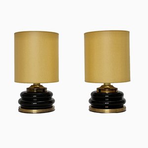 Vintage Brown Glass Table Lamps, Italy, 1970s, Set of 2-NB-953941