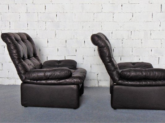 Vintage Brown Leather Armchairs, 1970s, Set of 2-GZF-1269375