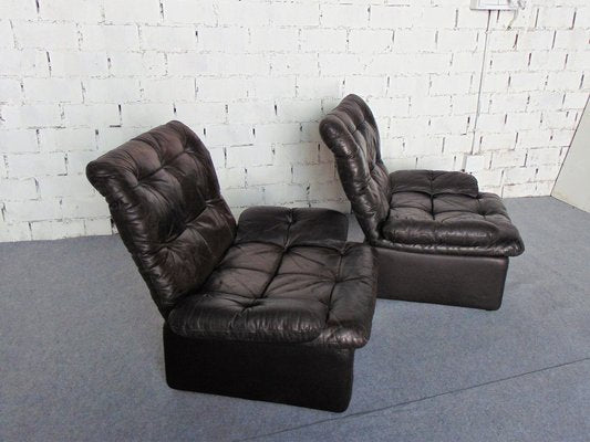 Vintage Brown Leather Armchairs, 1970s, Set of 2-GZF-1269375