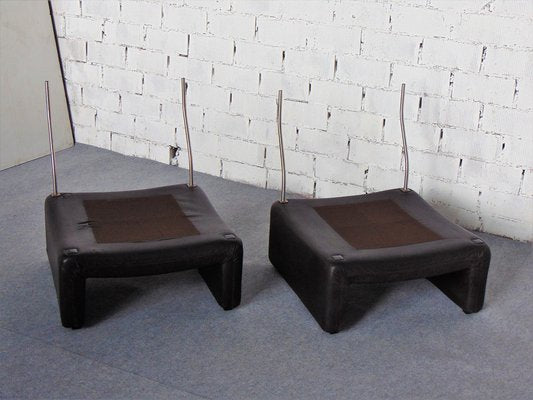 Vintage Brown Leather Armchairs, 1970s, Set of 2-GZF-1269375