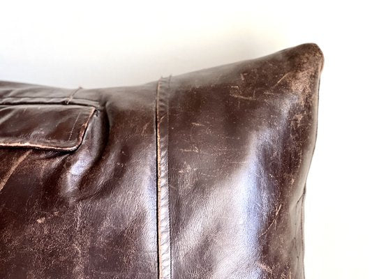 Vintage Brown Leather Cushion-ALG-1792202