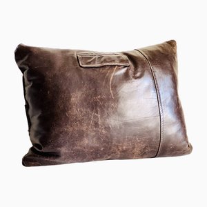 Vintage Brown Leather Cushion-ALG-1792202