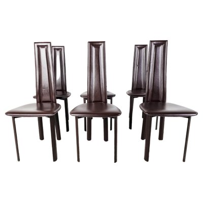 Vintage Brown Leather Dining Chairs, 1980s, Set of 6-IRH-1419057