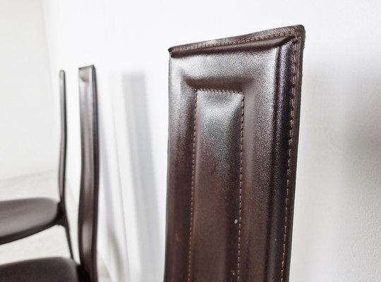 Vintage Brown Leather Dining Chairs, 1980s, Set of 6-IRH-1419057