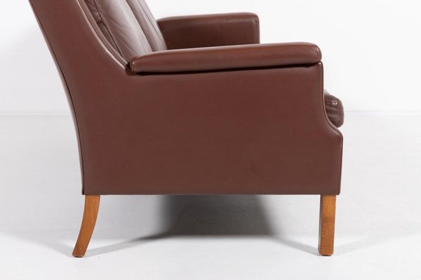 Vintage Brown Leather Sofa from Mogens Hansen, Denmark, 1980s-KMC-1803348