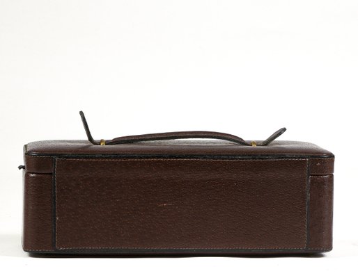 Vintage Brown Leatherette and Green Velvet Box with Internal Dividers, 1970s-RAQ-958384